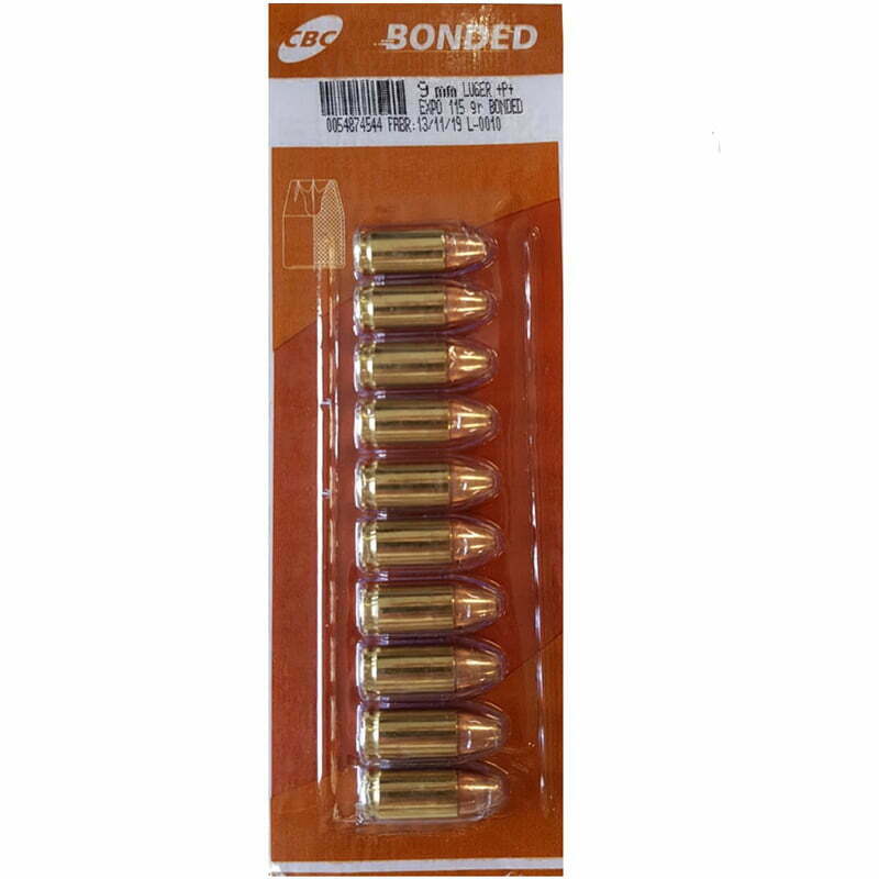 Munição CBC 9MM LGR EXPO +P+ 115GR BONDED